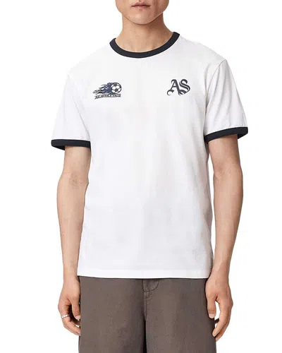 Allsaints Blighty Logo Graphic Ringer T-shirt In White