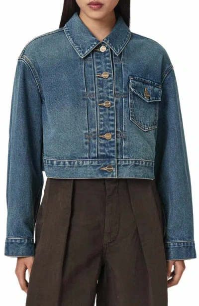 Allsaints Blink Cropped Jacket In Animal Print