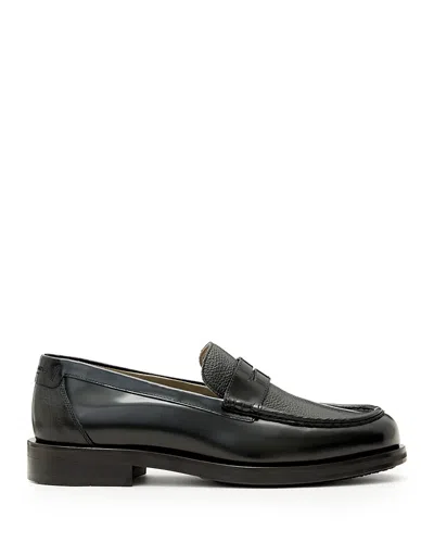 Allsaints Mens Black Bloom Leather Penny Loafers