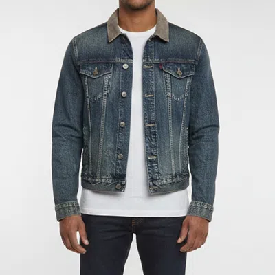 Pre-owned Allsaints Blue Denim Long Sleeve Collar Jacket L In Grey