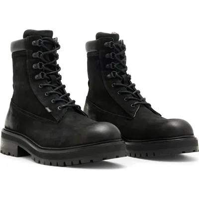 Allsaints Bobcat Lace-up Combat Boot In Black
