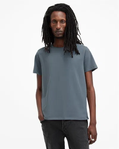 Allsaints Bodega Crew Neck Raw Edge T-shirt In Ashy Blue
