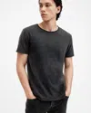 Allsaints Bodega Crew Neck Raw Edge T-shirt In Washed Black