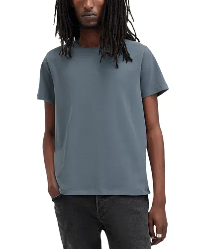 Allsaints Bodega Crew Neck Raw Edge T-shirt In Ashy Blue