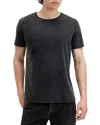 Allsaints Bodega Crew Neck Raw Edge T-shirt In Washed Black