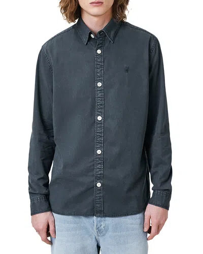Allsaints Bodhi Relaxed Fit Button Front Shirt In Odyssey Blue