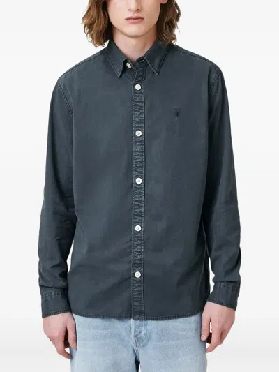 Allsaints Bodhi Relaxed Fit Button Front Shirt In Odyssey Blue