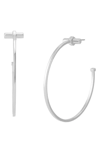 Allsaints Bolt Hoop Earrings In Silver