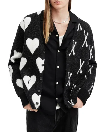 Allsaints Bonebreak Cardigan In Black/chalk Wh