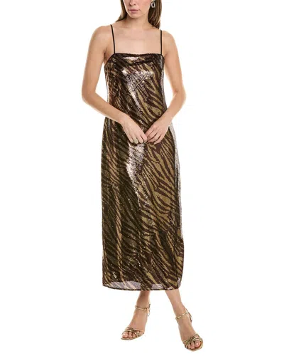 Allsaints Bonnie Tiger Midi Dress In Metallic