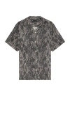 Allsaints Boomslang Snake Print Relaxed Fit Shirt In Black