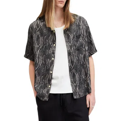 ALLSAINTS ALLSAINTS BOOMSLANG SNAKESKIN PRINT CAMP SHIRT