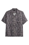 Allsaints Boomslang Snake Print Relaxed Fit Shirt In Jet Black