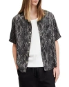 Allsaints Boomslang Snake Print Relaxed Fit Shirt In Jet Black