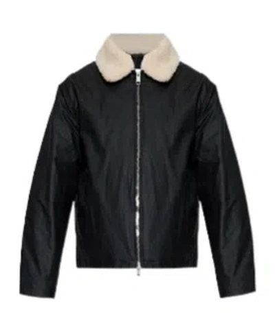 Allsaints Boston Shearling Collar Jacket In Black