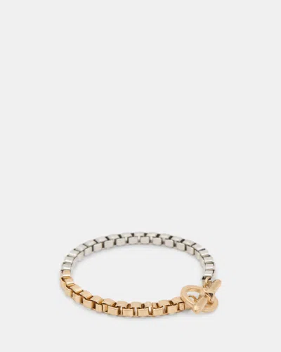 Allsaints Box Chain Two Tone Bracelet In Warm Brass Mix