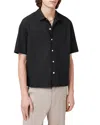 Allsaints Mens Bandol Relaxed-fit Short-sleeve Linen-blend Shirt Dark Charcoal Xl In Black