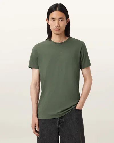 Allsaints Brace Brushed Cotton Crew Neck T-shirt In Green
