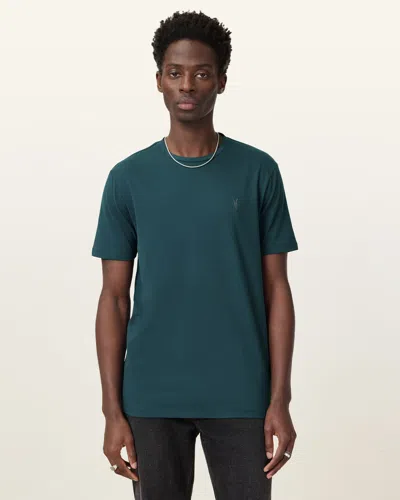 Allsaints Brace Brushed Cotton Crew Neck T-shirt In Cove Green
