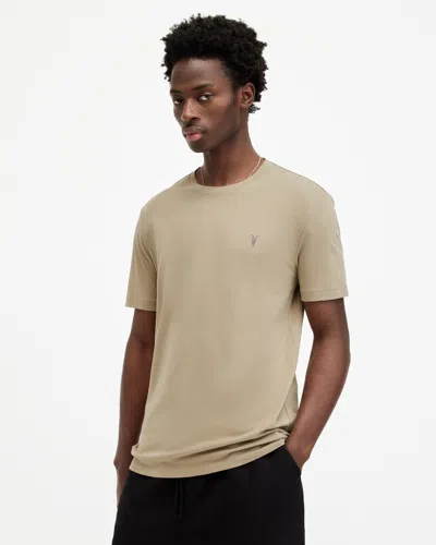 Allsaints Brace Brushed Cotton Crew Neck T-shirt In Moorland Brown