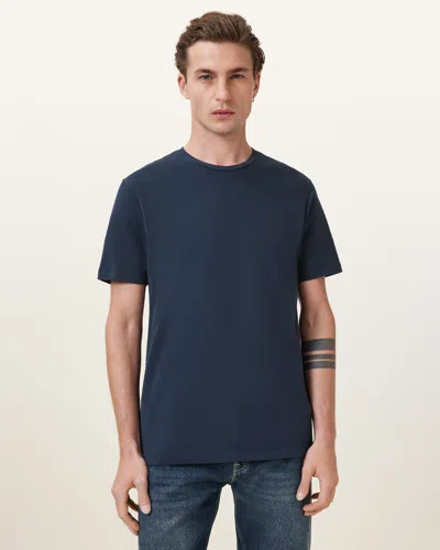 Allsaints Brace Brushed Cotton Crew Neck T-shirt In Navy Blue