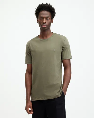 Allsaints Brace Brushed Cotton Crew Neck T-shirt In Valley Green