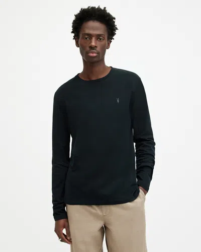 Allsaints Brace Brushed Cotton Long Sleeve T-shirt In Jet Black