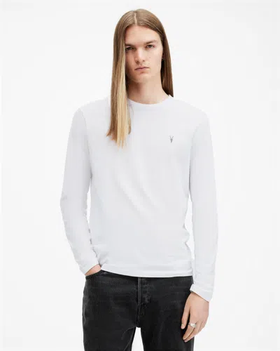 Allsaints Brace Brushed Cotton Long Sleeve T-shirt In Optic White