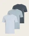 Allsaints Brace Brushed Cotton T-shirts 3 Pack In Blue/blue/blue