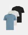 Allsaints Brace Brushed Cotton T-shirts 3 Pack In Blue/grey/black