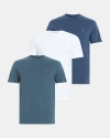 Allsaints Brace Brushed Cotton T-shirts 3 Pack In Opt Wht/blue/blue