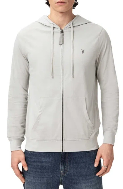 Allsaints Brace Cotton Zip-up Hoodie In Gray