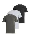 Allsaints Brace Brushed Cotton T-shirts 3 Pack In Green/grey Marl