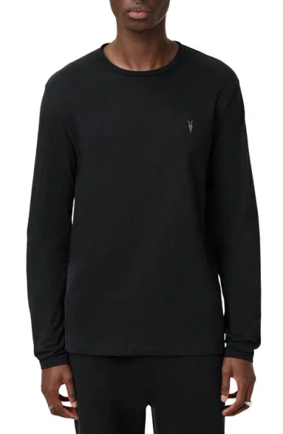 Allsaints Brace Long Sleeve Cotton T-shirt In Jet Black