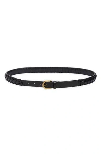Allsaints Braided Leather Belt In Black