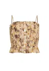 Allsaints Brandi Carmina Printed Cropped Top In Beige