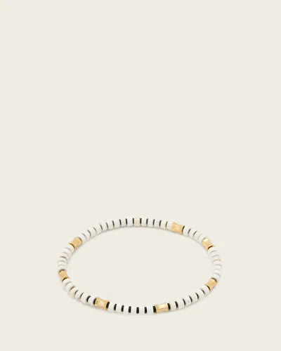 Allsaints Brass Clara Beaded Bracelet In White
