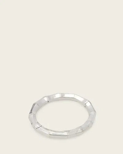 Allsaints Brass Clara Hinge Bracelet In Silver