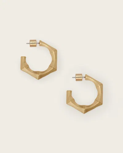Allsaints Brass Clara Small Hoop Earrings In Gold