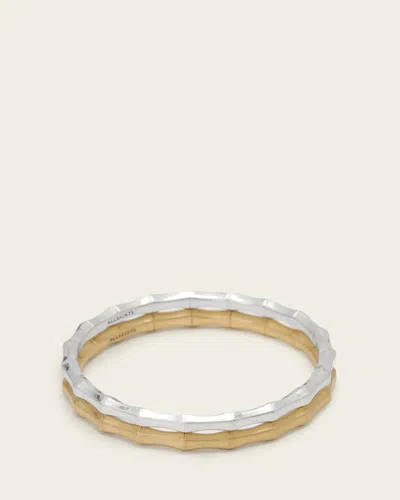 Allsaints Brass Clara Two Tone Bangle In Gold