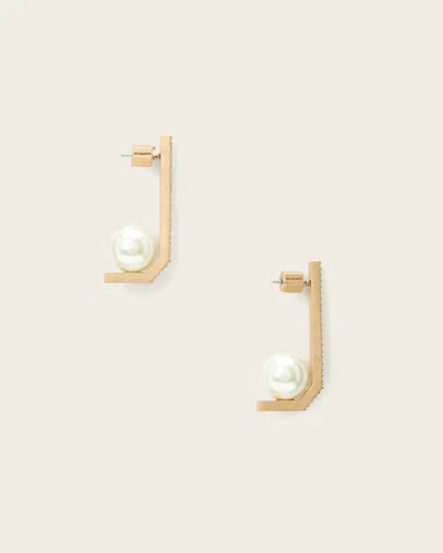 Allsaints Brass Ellie Drop Earrings In Gold
