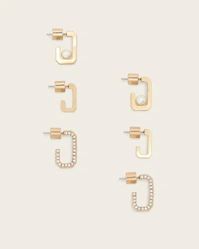 Allsaints Brass Ellie Mix Set Earrings In Gold