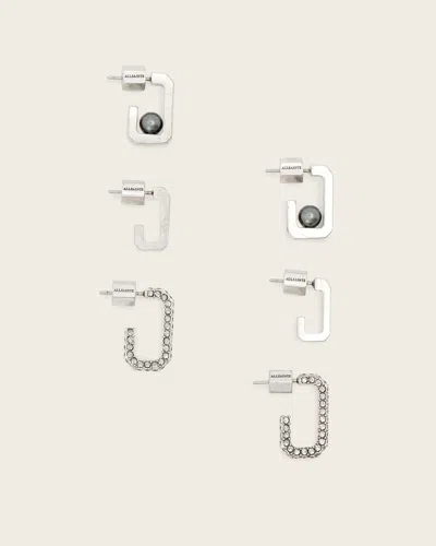 Allsaints Brass Ellie Mix Set Earrings In Metallic