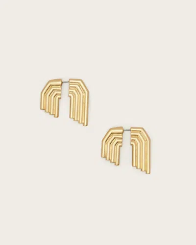 Allsaints Brass Janna Front Back Earrings In Gold