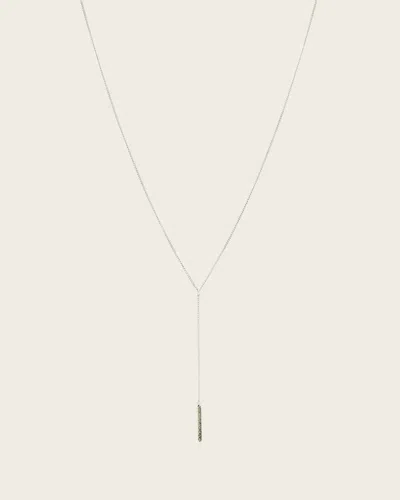 Allsaints Brass Joyce Crystal Drop Necklace In Metallic