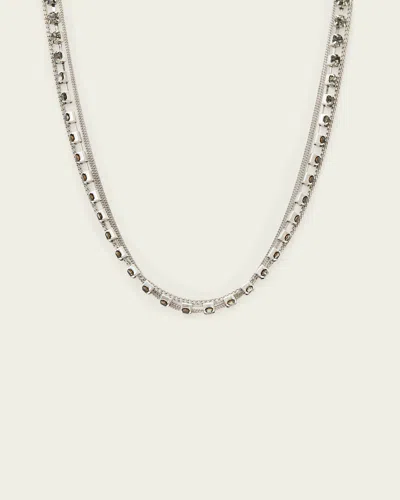 Allsaints Brass Joyce Dual Chain Necklace In Metallic