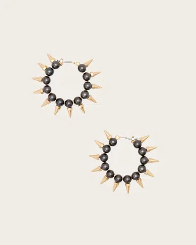 Allsaints Brass Rue Pearl Earrings In Black