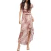Allsaints Brea Floral Print Cascade Maxi Dress In Clay Pink