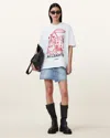 Allsaints Womens Chalk White Etta Graphic-print Cotton-jersey T-shirt In White