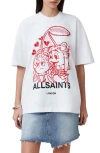 Allsaints Womens Chalk White Etta Graphic-print Cotton-jersey T-shirt In White
